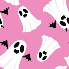 Halloween ghost seamless cartoon pattern for wrapping paper and fabrics