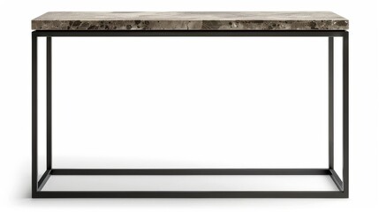 a sleek, modern console table with a black metal frame and marble top