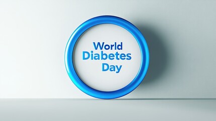 A blue circle, the symbol of World Diabetes Day on a light background. Reminder of the importance of diabetes awareness and prevention. The concept of global health. AI