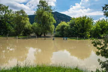 High water and seasonal flood in summer and autumn after raining.