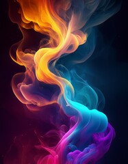 Obraz premium black background, colorful smoke and dust abstract effect