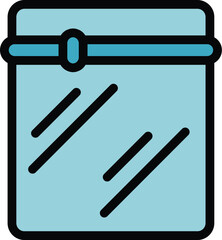 Modern shower cabin door with clean glass surface icon, outline style