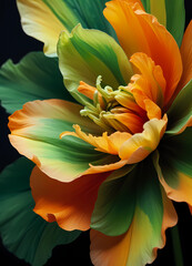 Obraz premium Closeup of abstract vibrant flowers, orange and yellow floral, design illustration wallpaper