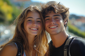 Smiling Couple Portrait: Young Love and Happiness