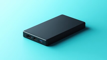  Sleek black external hard drive set on bright background, representing modern storage solutions. Simple, compact, and efficient for digital needs.