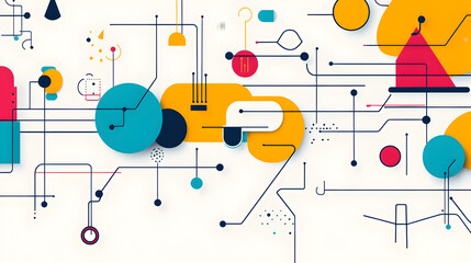 Minimalist mind map with simple lines and shapes.


