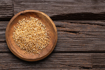 Organic amaranth seeds in the bowl - Amaranthus.