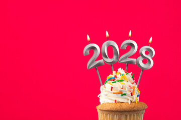 Happy New Year 2028 - Candles in the form of lit numbers