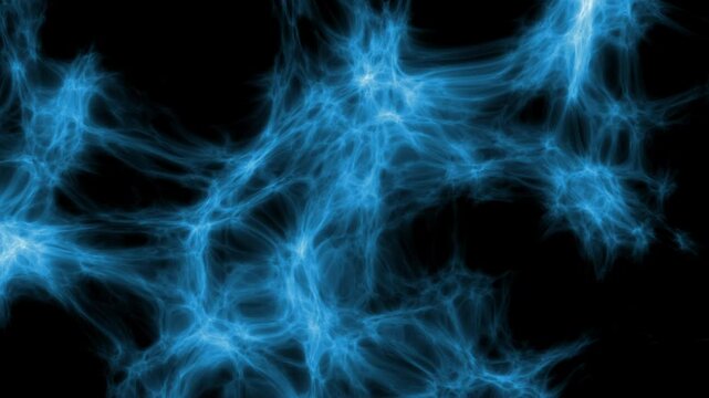 A blue background in the form of an evolving network of neurons. Abstract animation.