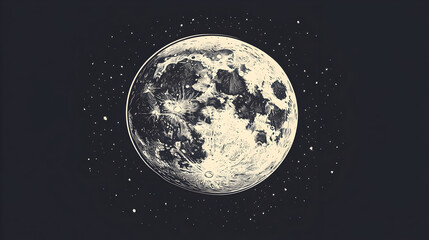 Naklejka premium Simple outline of a moon with craters.