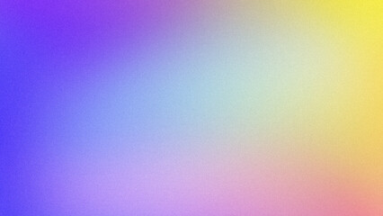 Vibrant abstract gradient blending purple, blue, pink, and yellow hues with a grainy texture. Ideal for colorful modern designs, wallpapers, and creative projects
