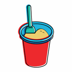 Sand bucket and shovel toy stock illustration