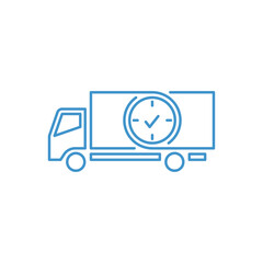 Truck icon vector design illustration. on time logistics or delivery service logo.