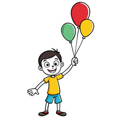 Happy boy with ballon on a white background. stock illustration