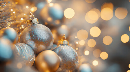 Christmas decorations gold and light pink balls