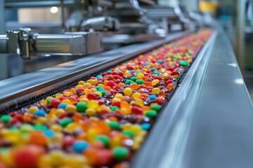 Candy manufacturing Candy making process Conveyor carrying candies