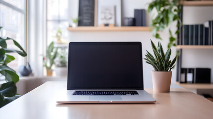 Laptop on a clean desk in a study room.


