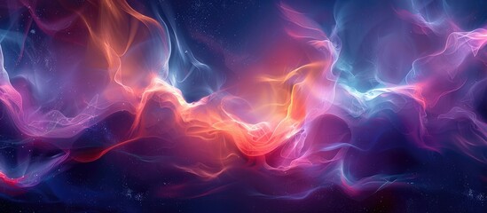 Naklejka premium Mesmerizing Cosmic Explosion of Vibrant Energy and Light Abstract Digital Art Depicting a Fiery Electrifying Cosmic Event in an Ethereal Otherworldly Backdrop