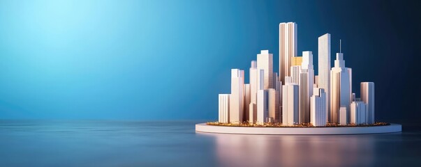 A digital 3D model of a futuristic cityscape displayed on a large screen, representing the visionary work of urban and civil engineers