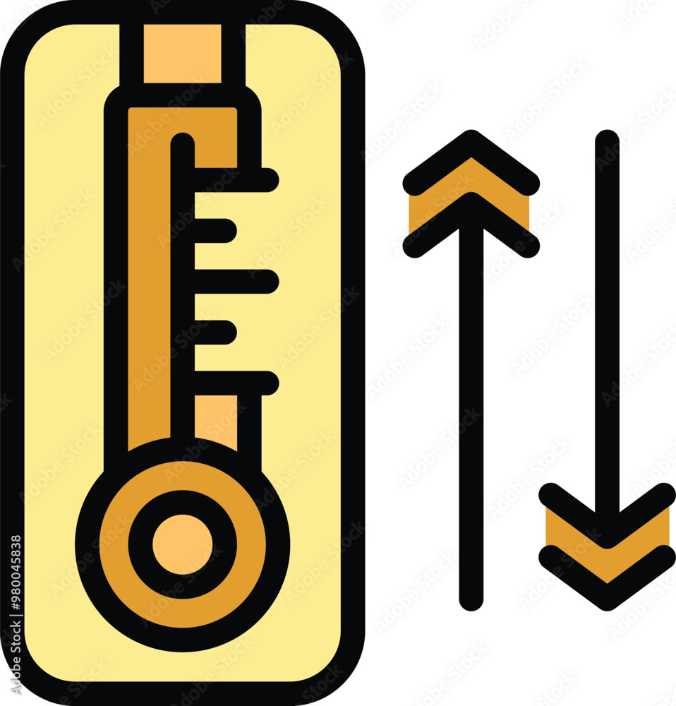 Poster simple thermometer icon is measuring increasing and decreasing temperature