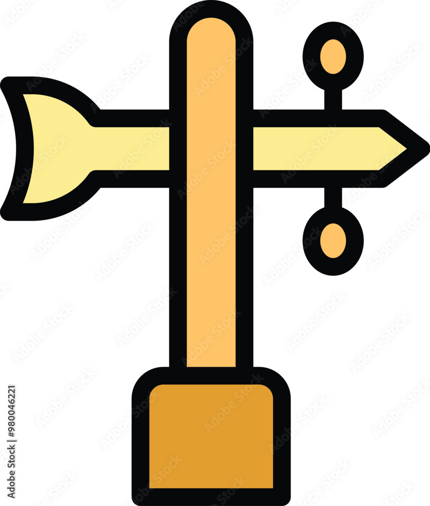 Poster simple colored icon of a wind direction indicator showing wind blowing from the left side