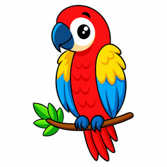 Cute macaw bird cartoon on white background stock illustration