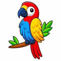 Cute macaw bird cartoon on white background stock illustration