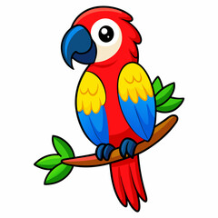 Cute macaw bird cartoon on white background stock illustration