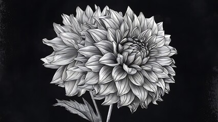Dahlia Autumn flower design.Over black