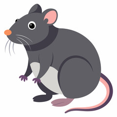 Grey mouse cartoon illustration. Little house mice or rat character with long tail isolated on white background stock illustration