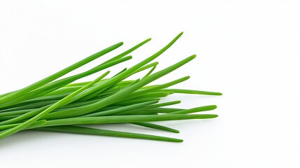 Fototapeta premium A zoomed-in photo of lush green blades of grass growing on a snowy or white background, showcasing sharp edges and crisp detail
