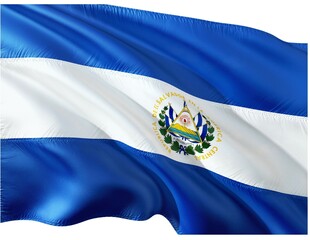 Republic of El Salvador national flag isolated on white background.