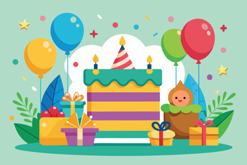 Happy birthday celebration stock illustration