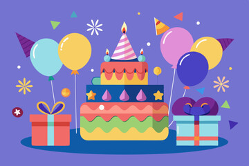 Happy birthday celebration stock illustration