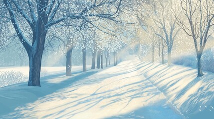 Obraz premium Snowy Path Through a Winter Forest