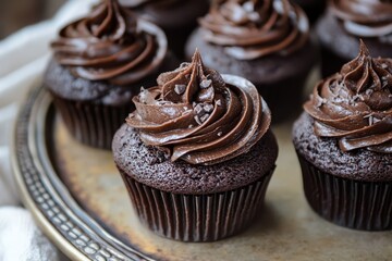 Dark chocolate ganache topped chocolate cupcakes