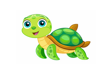 Fototapeta premium Adorable Vector Illustration: Cute Turtle Swimming Icon in Flat Cartoon Style for Perfect Posters, Cards, and Decor Prints