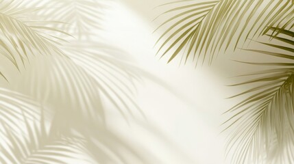 Soft and Dreamy Minimalist Background with Palm Leaf Shadows, Muted Tones and Subtle Tonal Values. Ideal for Elegant and Serene Designs.