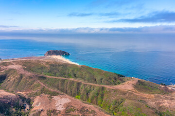 Highway 1 and Big Sur along the Pacific Ocean coast, beautiful landscape and aerial view, sunset, sunrise, fog. Concept, travel, vacation, weekend