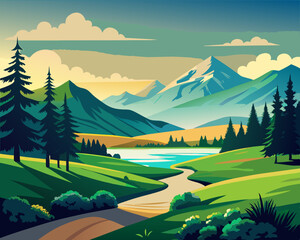 Landscape in countryside stock illustration
