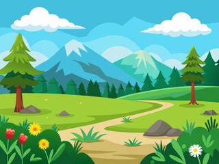 Obraz premium Landscape in countryside stock illustration