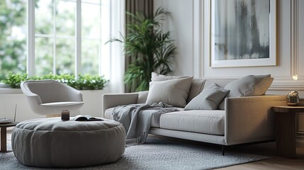 Fototapeta premium Elegant modern sophisticated and chic living room interior wallpaper