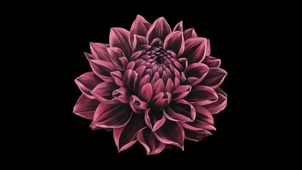 Dahlia Autumn flower design.Over black