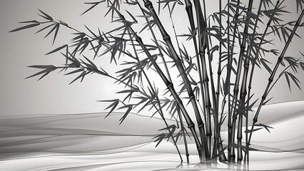 Drawing bamboo painted in black ink