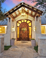 Fototapeta premium a wooden front door 