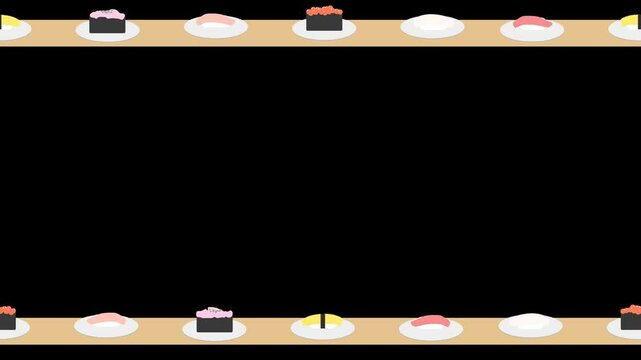 回転寿司のイラスト動画（背景透過）