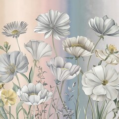 Elegant invitations with watercolor flowers