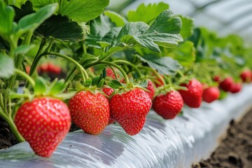 Growing strawberries in polyethylene tunnel greenhouses with plastic mulch