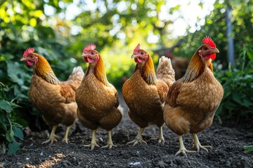 Ground raised chickens in an egg production facility