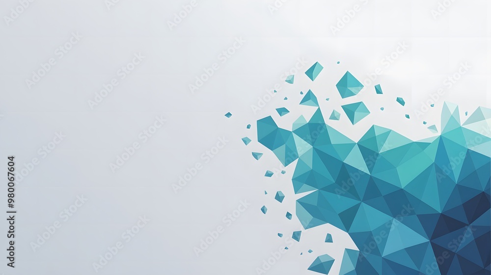 Poster abstract blue geometric with triangle like stone at white background for presentation background